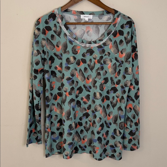 Hailey & Co eclectic patterned sweater teal orange gray black soft lightweight L - Picture 1 of 8